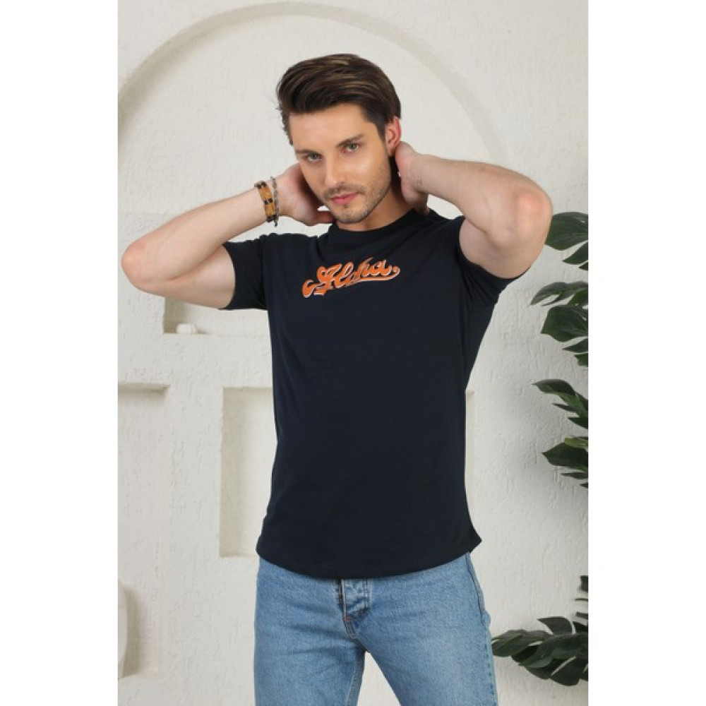 Ketcap Bisiklet Yakalı Aloha Baskılı Siyah Tişort Erkek T-shirt Fiyatı