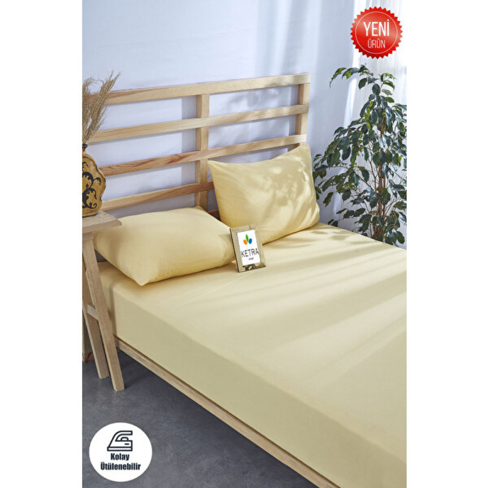 Ketra Home Battal Boy Lastikli Çarşaf Seti 180 X 200 - Sarı Çarşaf Fiyatı