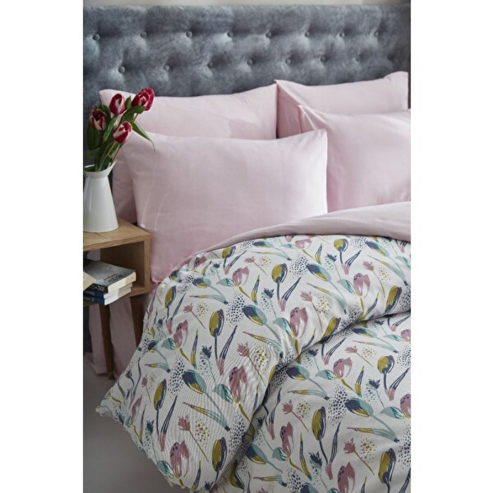 Ketra Home Tek Kişilik Nevresim Seti +1 Yastık Lale Rüyası - Pembe - Yeşil - 160 x 220 cm Nevresim Takımı Fiyatı