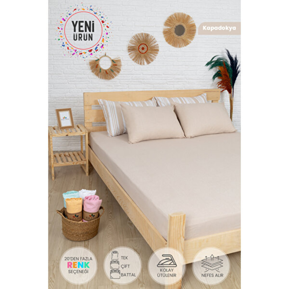 Ketra Kapadokya Tek Kişilik Lastikli Çarşaf Seti 100*200 cm Sütlü Kahve - 100 x 200 cm - Cappuccino Çarşaf Fiyatı