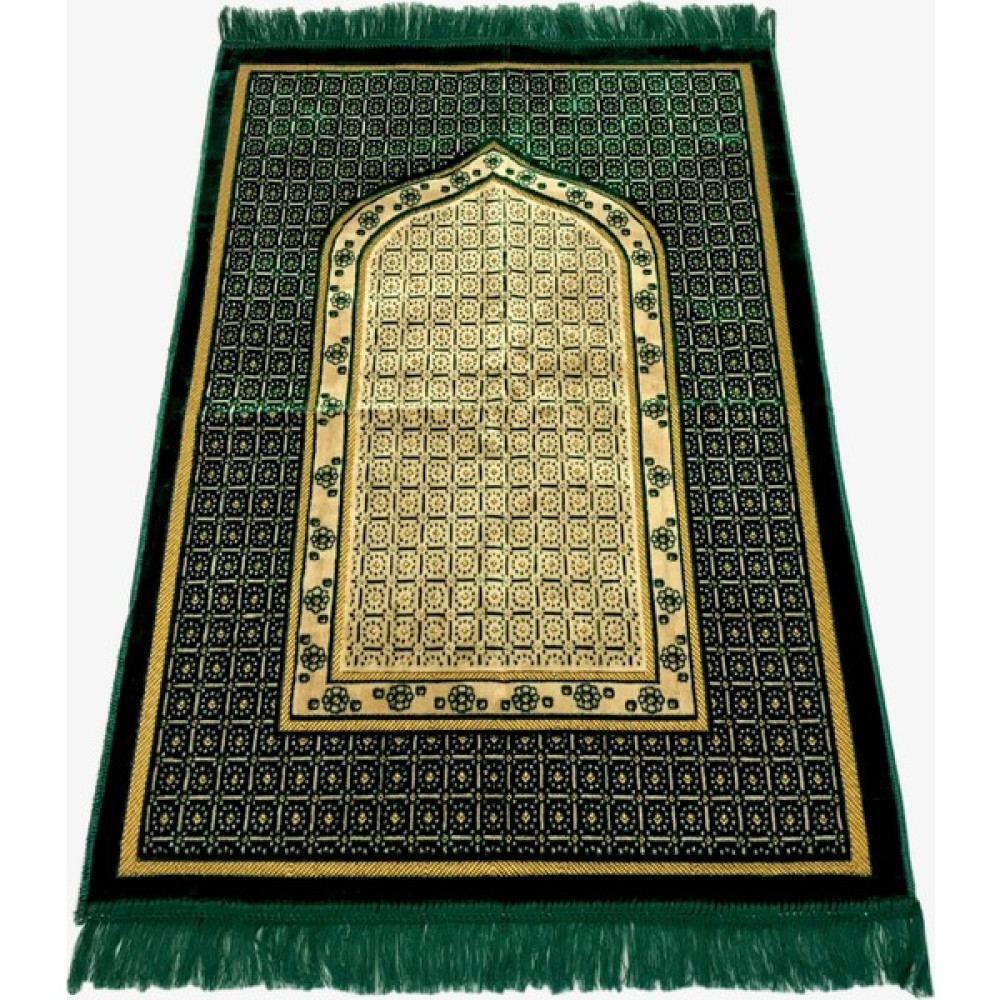 Keven Dodya Seccade 500gr Lüks Pamuk Seccade Kare Desen 70x110cm Koyu Yeşil - 70 x 110 cm - Renkli Seccade Fiyatı