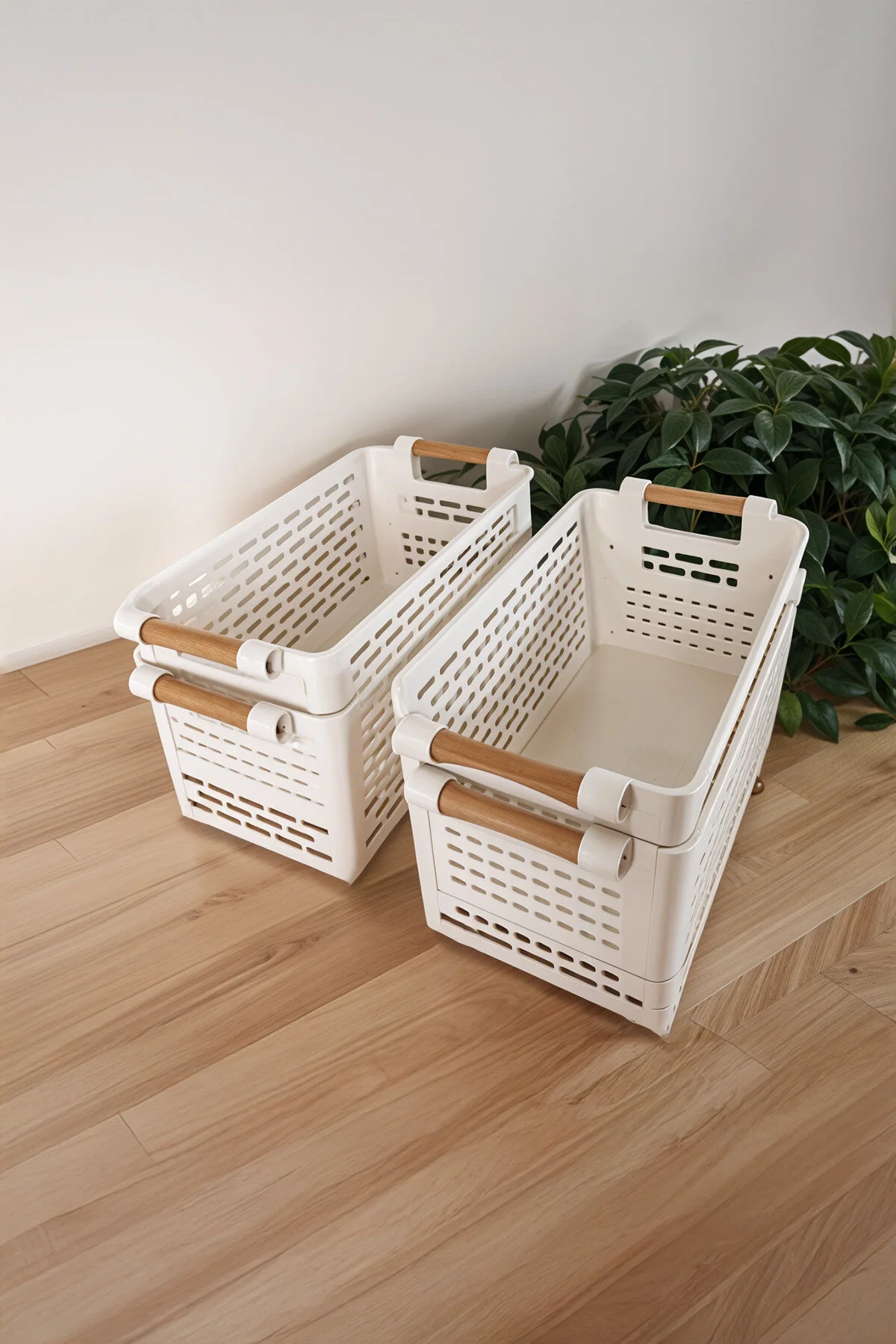 Keven Home 4 Adet Çok Amaçlı Plastik Tutacaklı Organizer Sepet Dolap Içi & Çekmece Düzenleyici Beyaz " Dolap İçi Düzenleyici Fiyatı
