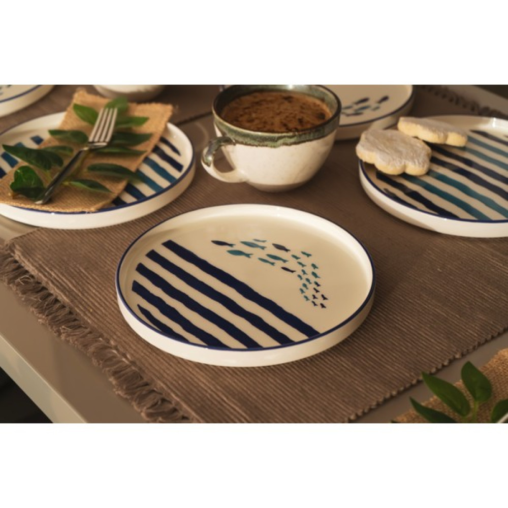 Kevin Seramik Hand Made Marin Serisi 6 Parça Hand Made Özel Tasarım Pasta Takımı Kahvaltı Takımı Fiyatı
