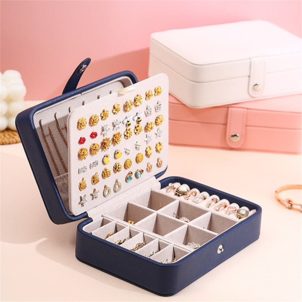 Kewendashiye Küçük Takı Kutusu Organizatör Taşınabilir Deri Takı Saklama Çantası Tuvalet Masası Ofis Masası (Yurt Dışından) - 16*11*5cm - Lacivert Eşya Saklama Kutusu Fiyatı