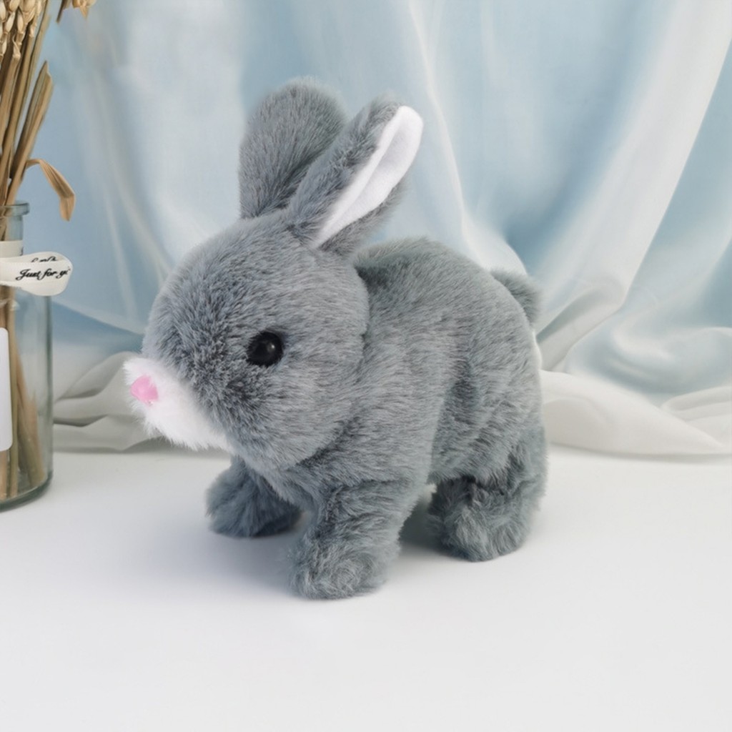 Kewendashiye Simülasyon Elektrikli Peluş Tavşan Zıplayan Kıpır Kıpır Tavşan Peluş Oyuncak (Yurt Dışından) - Gri - 16*15.5*9.5cm Anne Bebek Oyuncak Fiyatı