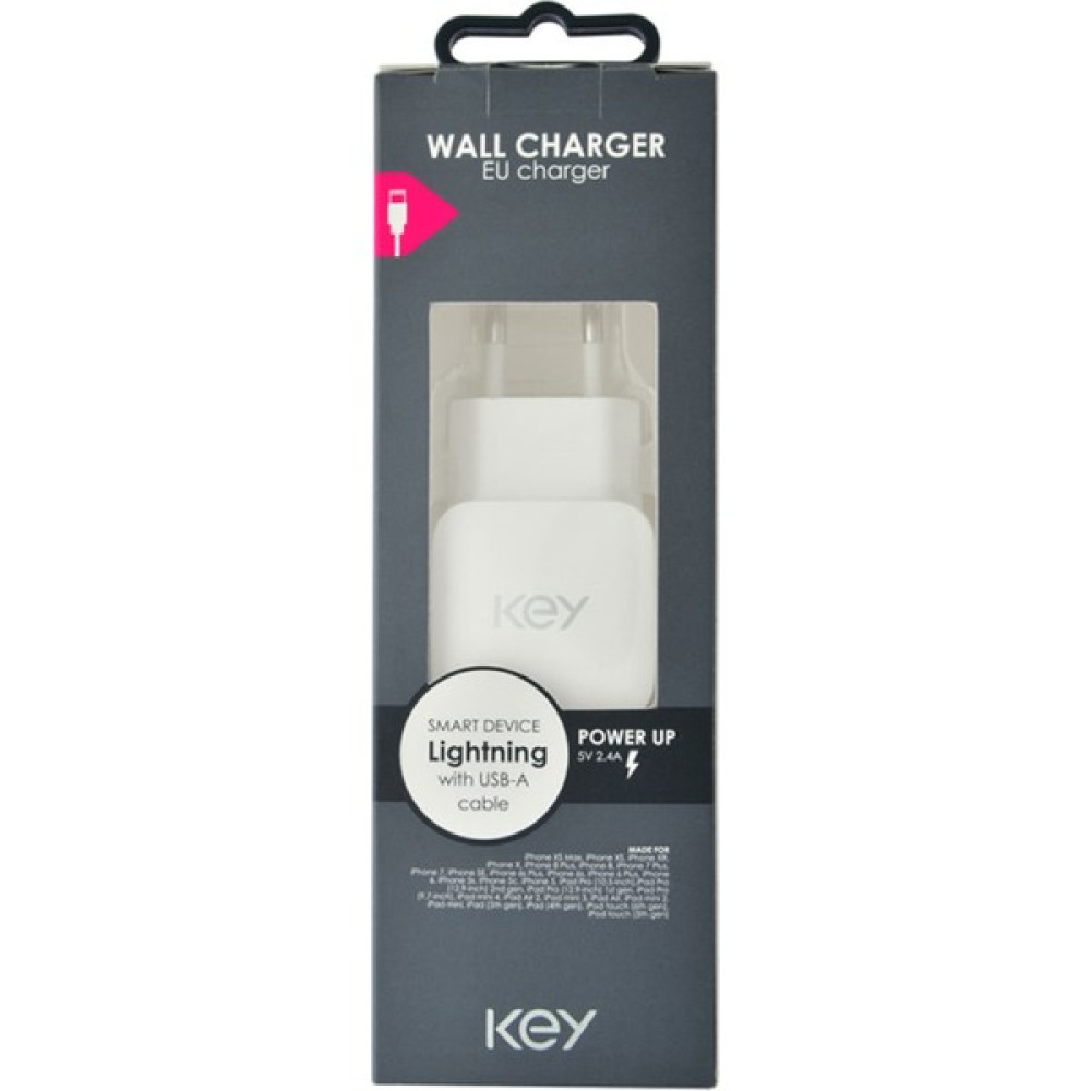 Key Power Wall Ic 1 Usb-A 1m (5V/2.4A Lightning White) Oto Boyaları Fiyatı