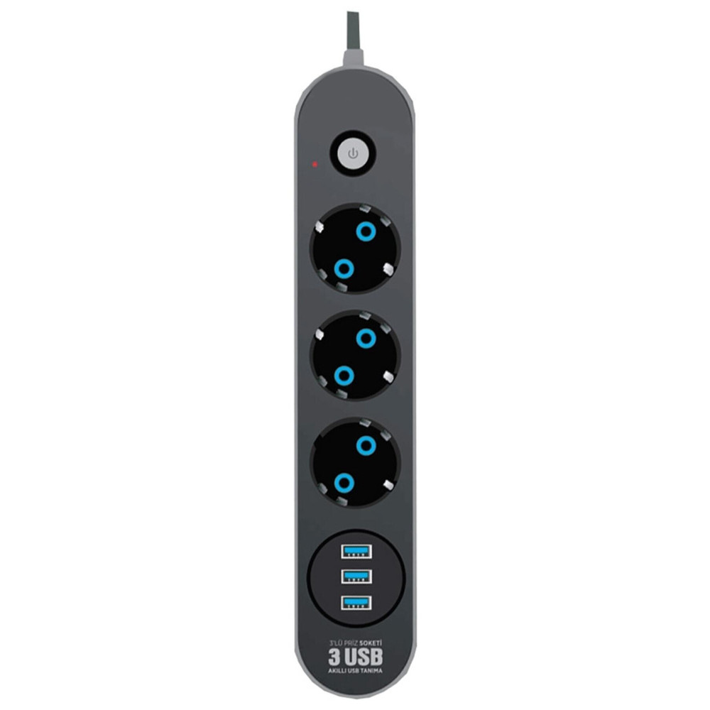 Keyfi Sepet Akım Korumalı Grup Priz ve 3lü Usb Şarj Aleti 2500 Watt Prizler Fiyatı
