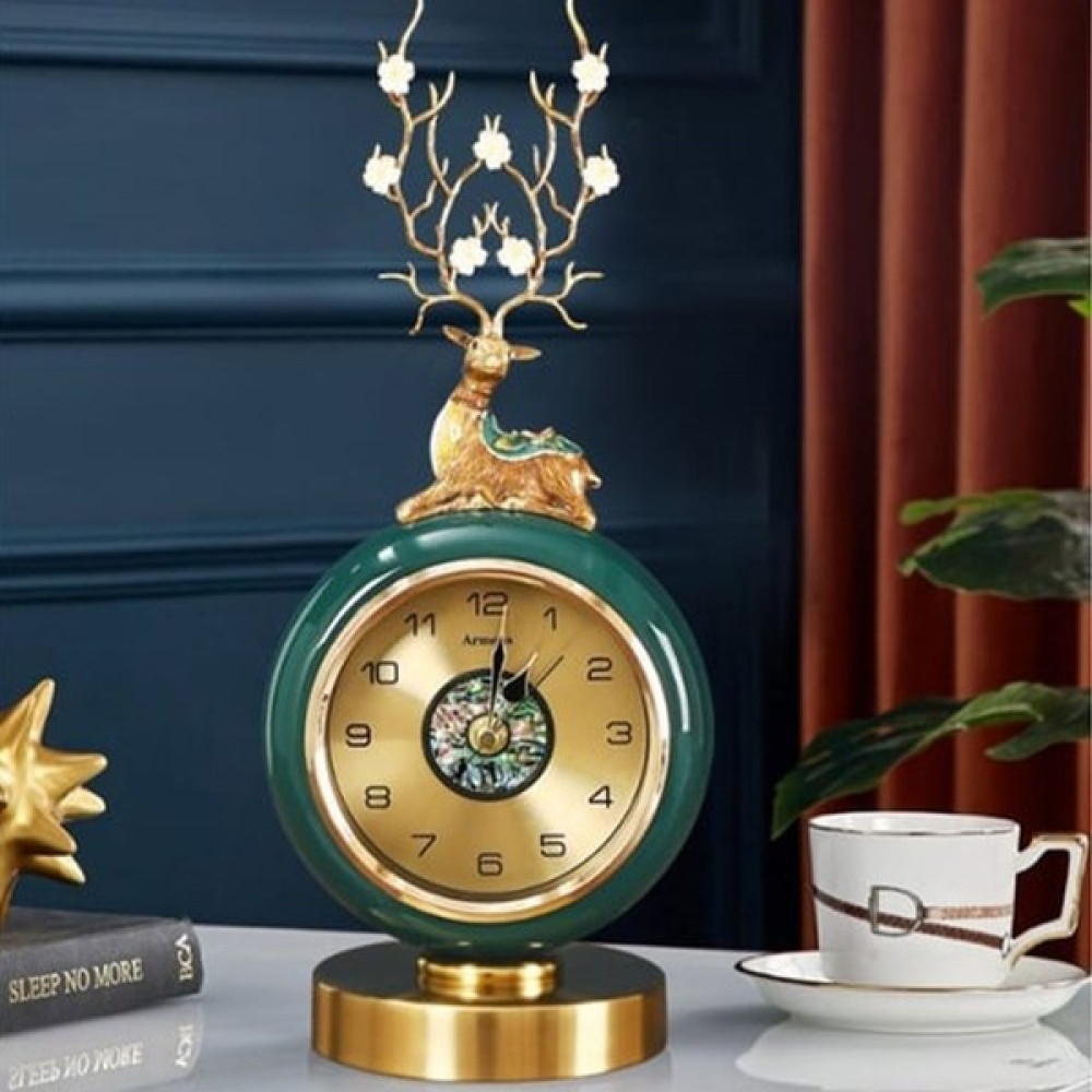 Keyfim Shop Dekoratif Vintage Geyik Tasarımlı Masa Üstü Saat 38 cm Masa Saati Fiyatı