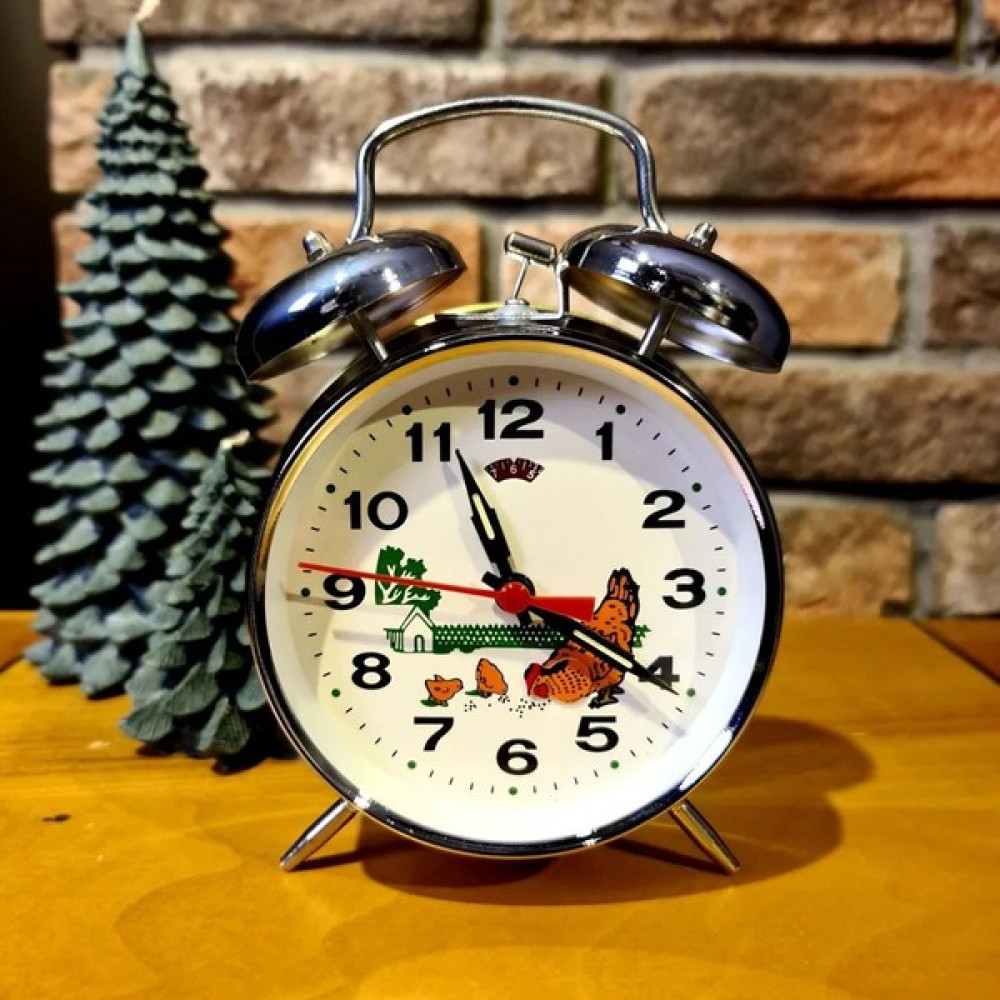 Keyfim Shop Nostaljik Horozlu Kurmalı Çalar Saat Gümüş Renk Masa Saati Fiyatı