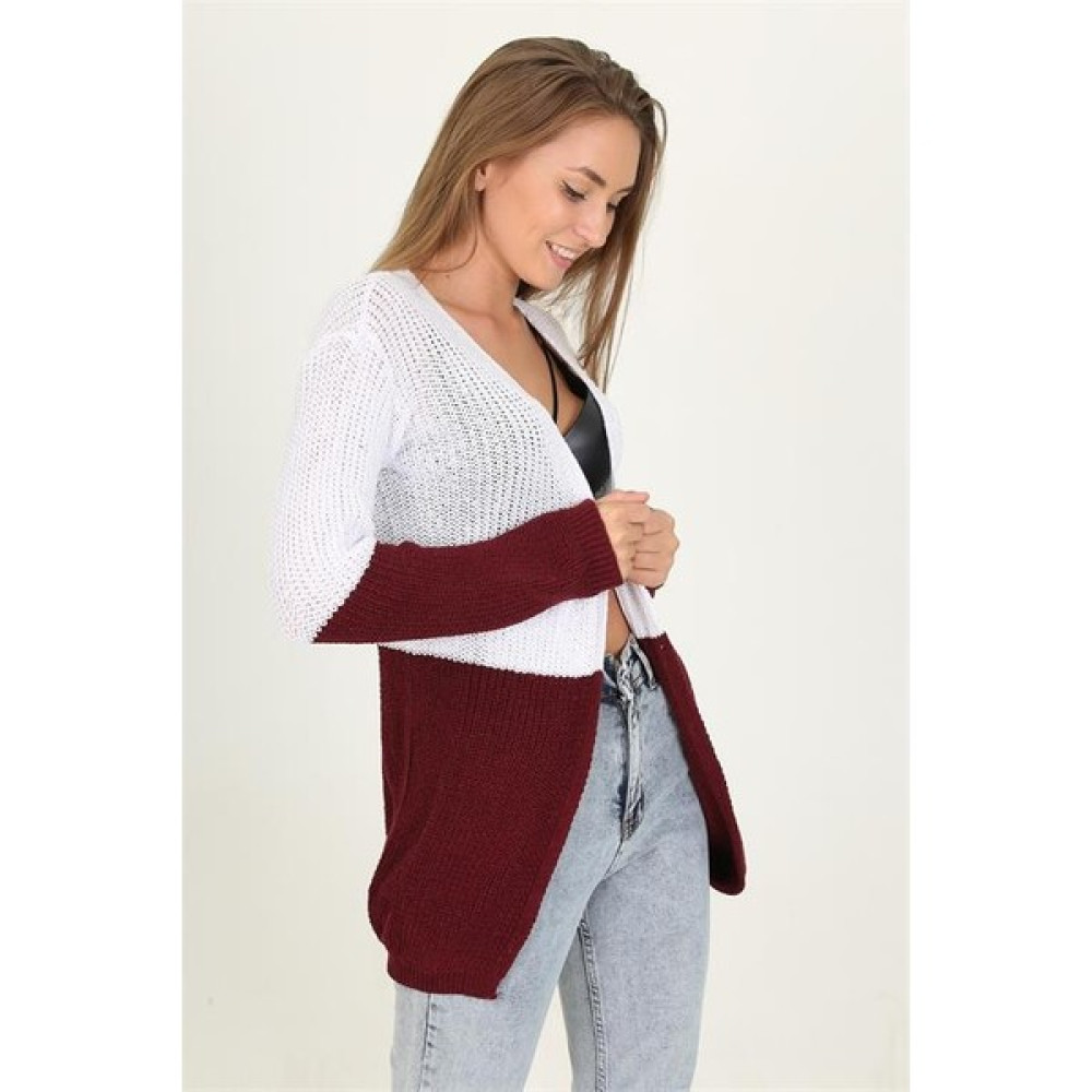 Keyifli Butik Kadın Bordo Yeni Sezon Selanik Triko Hırka RY0038 Kadın Hırka Fiyatı