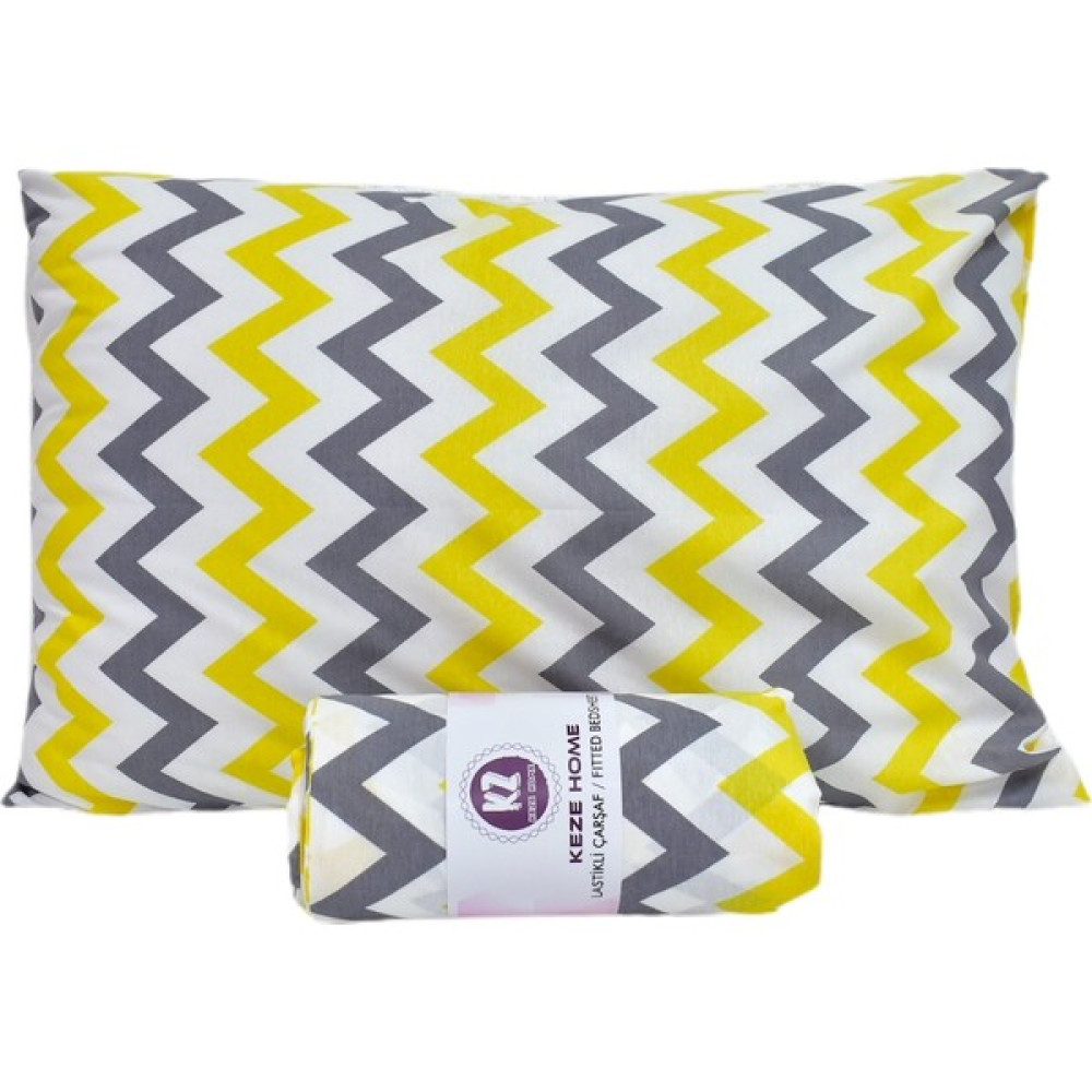 Keze Home Sarı Zikzak Tek Kişilik Lastikli Çarşaf Takımı - 100 x 200 cm Çarşaf Fiyatı