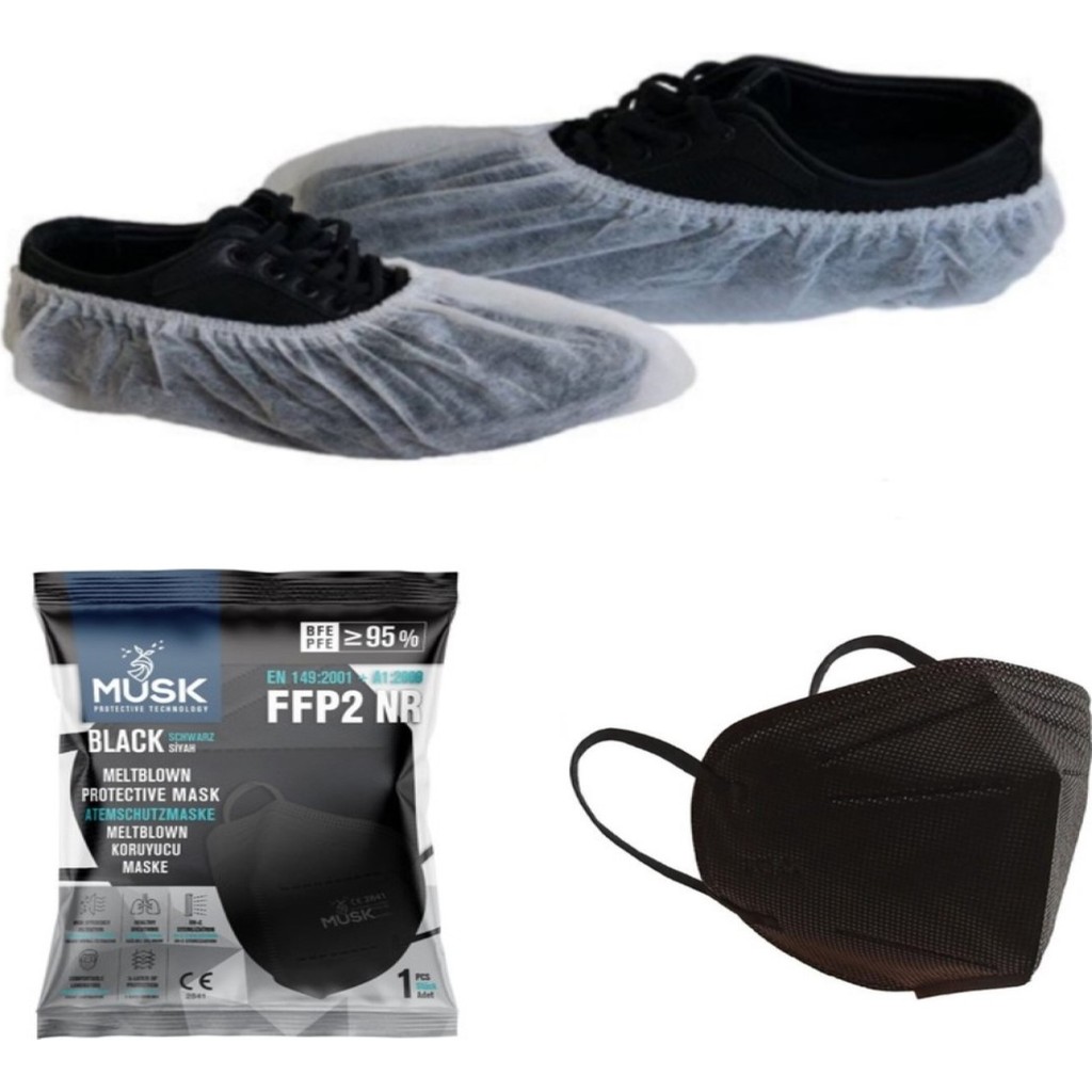 KF Medikal Tela Galoş Beyaz Nonwoven 100 Adet + Muskmask Ffp2 Maske Siyah 1 Adet Diğer Fiyatı