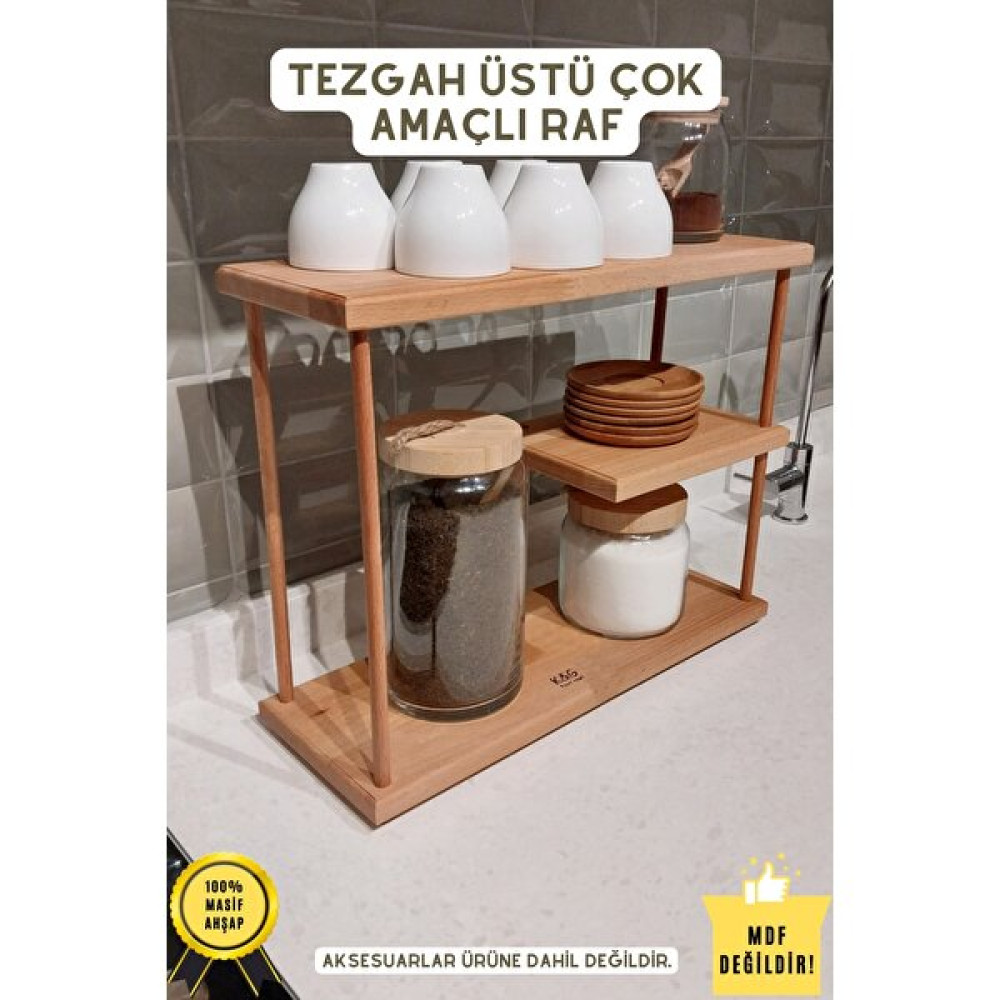 K&G Foot Rest Ahşap Mutfak Tezgah Üstü Organizer Mutfak Rafı Masaüstü Düzenleyici Dekoratif Raf Banyo Rafı Duvar Rafı Fiyatı