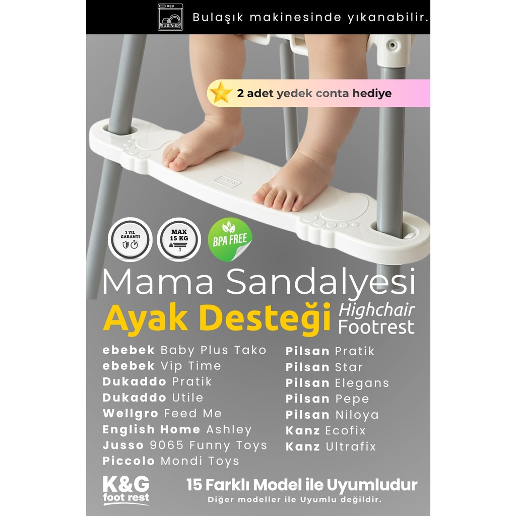 K&G Foot Rest Mama Sandalyesi Ayak Desteği – 15 Farklı Model ile Uyumlu | Mama sandalyesi Ayaklık | Ayak Koyma Desteği | Ayarlanabilir Ergonomik Ya... Mama Sandalyesi Fiyatı
