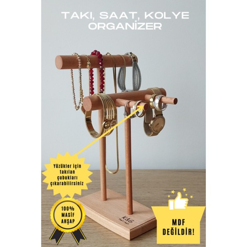 K&G Foot Rest Takı Organizer Ahşap Takı Askısı 25 cm Takı Standı Yüzük Kolye Askısı Takı ve Aksesuar Düzenleyici Eşya Saklama / Düzenleme Fiyatı