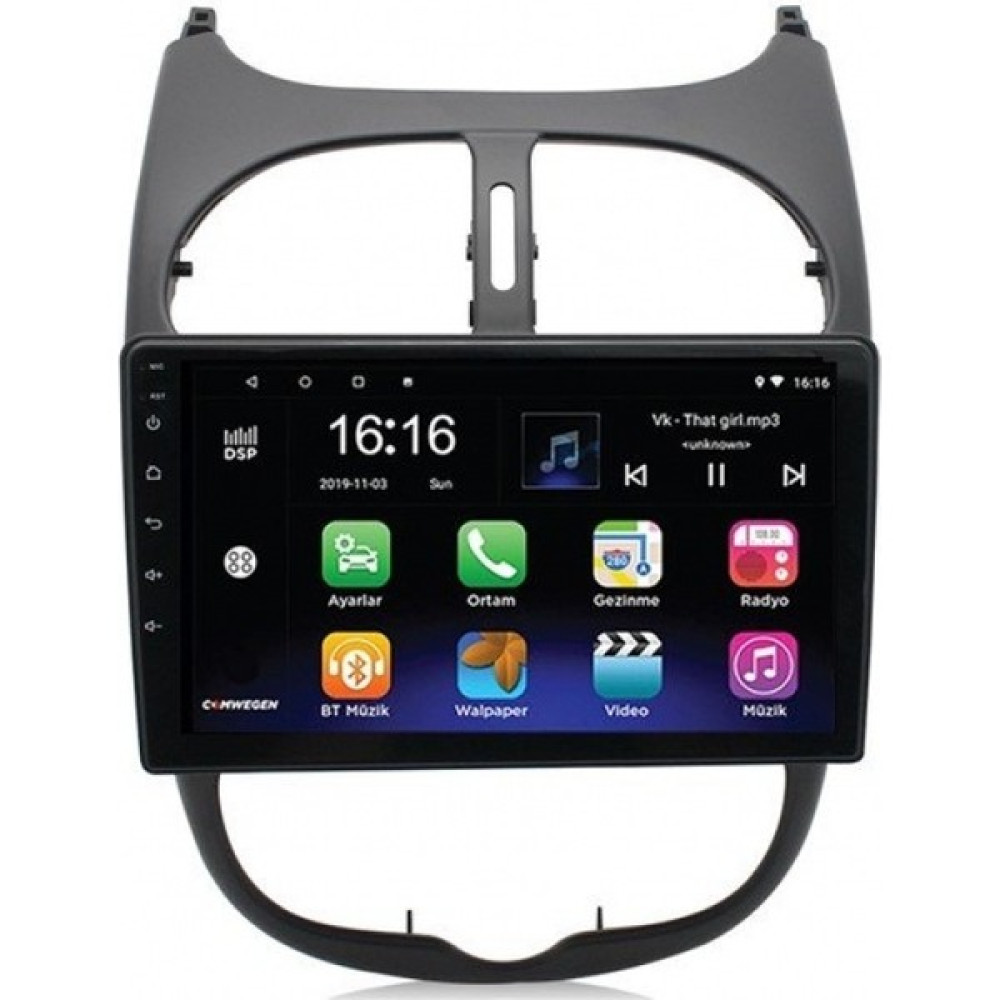 KG Group Peugeot 206 Android Multimedya Araca Özel Oto Teypleri Fiyatı