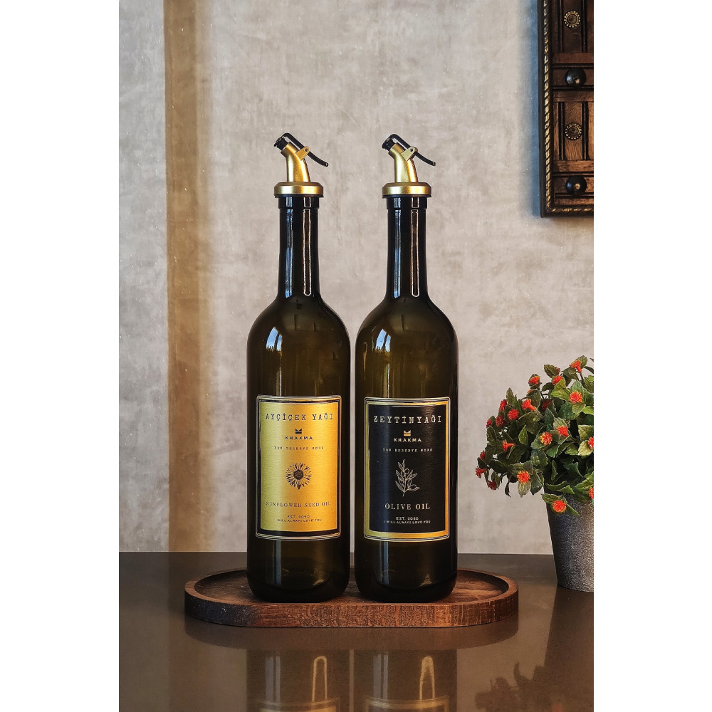 KHAKMA Ahşap Stantlı Amber Gold 2li 750 Ml Zeytinyağı Sıvıyağ Şişesi Yağdanlık Yağlık 750stantlırg Mutfak Gereçleri Fiyatı