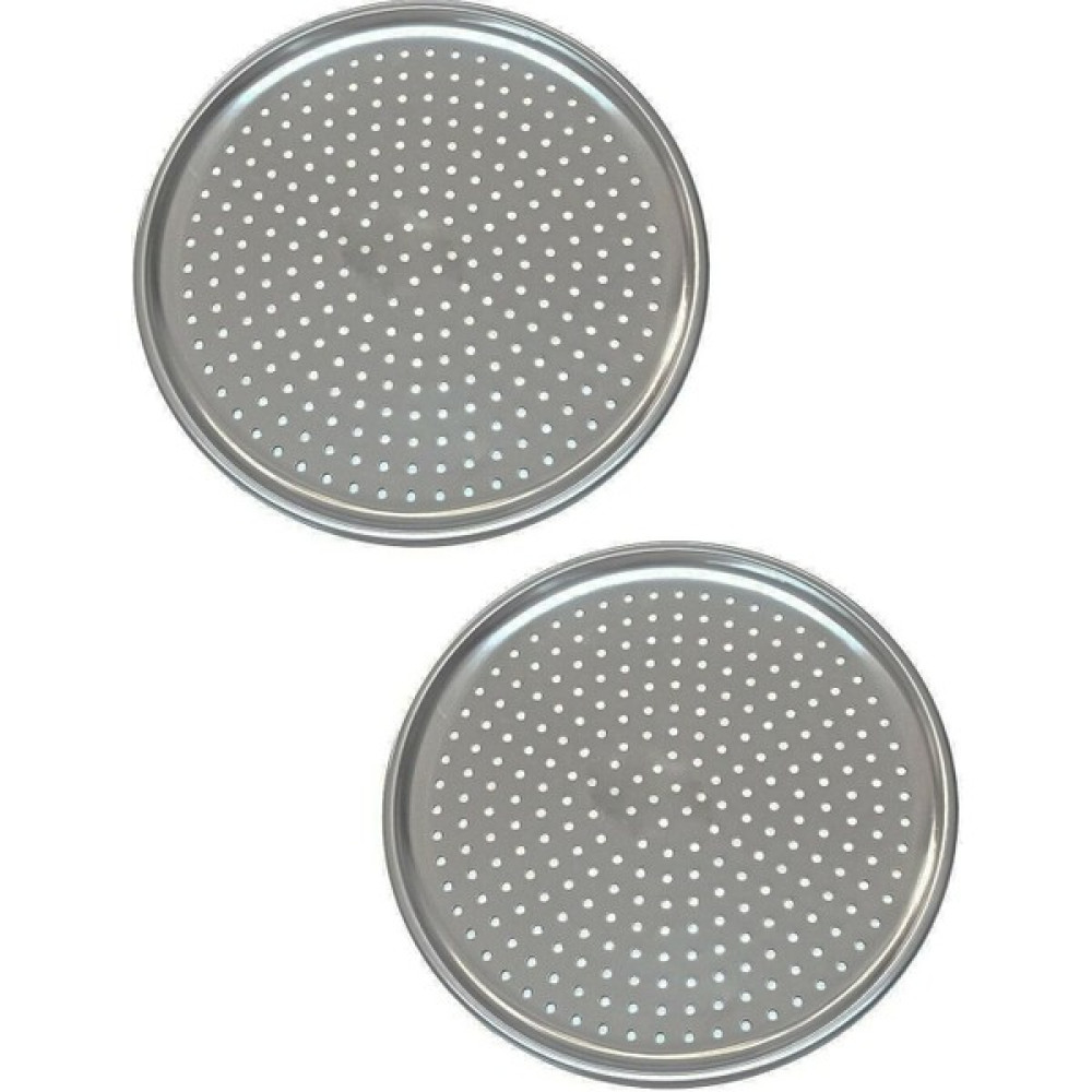 Khakma Delikli Pizza Tepsisi & Lahmacun & Pide Tepsisi 36CM 2 Adet Khakma Pizza 36CM - 36 cm - Gümüş Tepsiler / Fırın Kapları Fiyatı