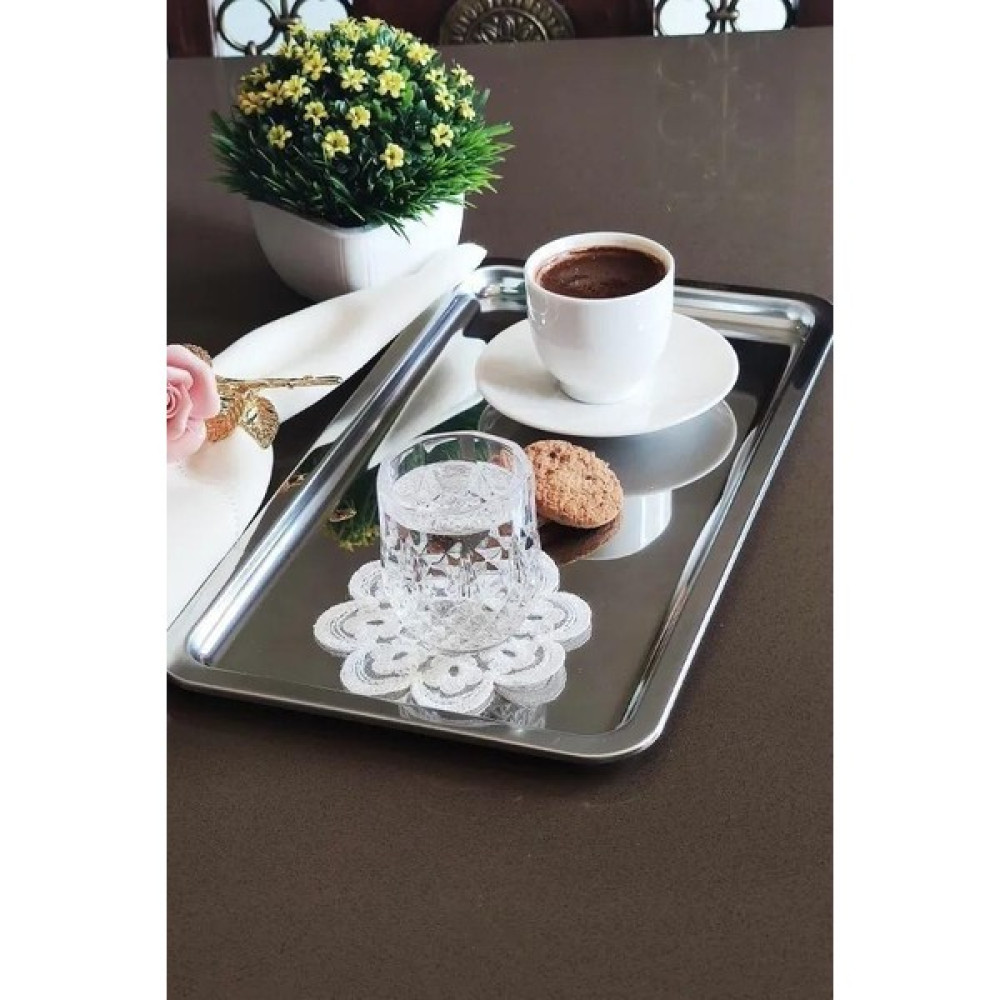 Khakma Lüx Çelik Dikdörtgen Servis Sunum Tepsisi 30X15 cm Khakmapast2 Servis Tepsisi Fiyatı