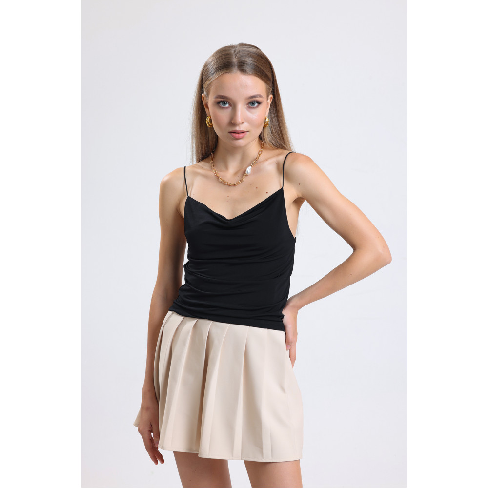 khar moda Kadın Siyah Degaje Yaka Ip Askılı Bluz 0yzk2-10305 L Beden Bluz Fiyatı