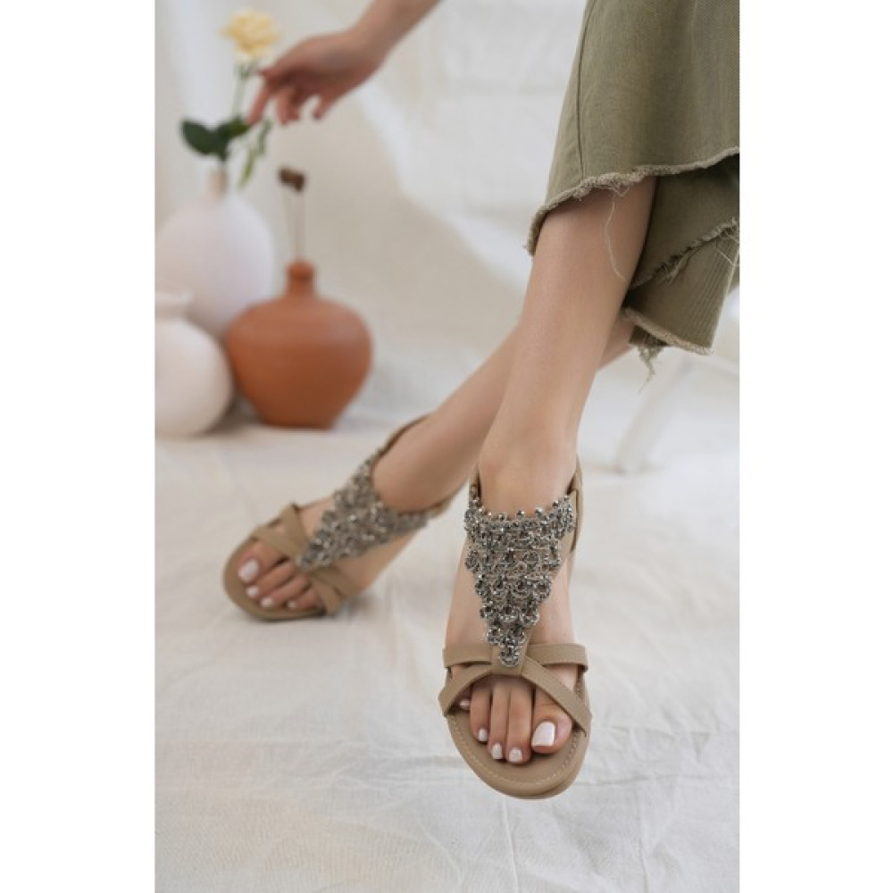 Khayt Mary Anatomik Fashion Taşlı Günlük Kadın Sandale Kadın Terlikleri ve Sandaletleri Fiyatı