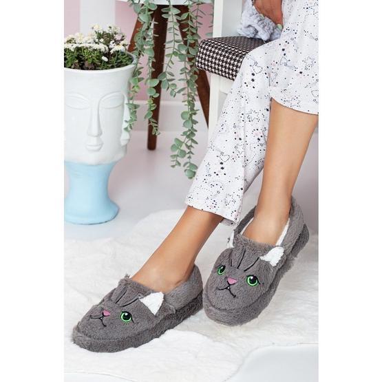 Khayt Slipper Cat Kışlık Yünlü Kadın Ev Babeti