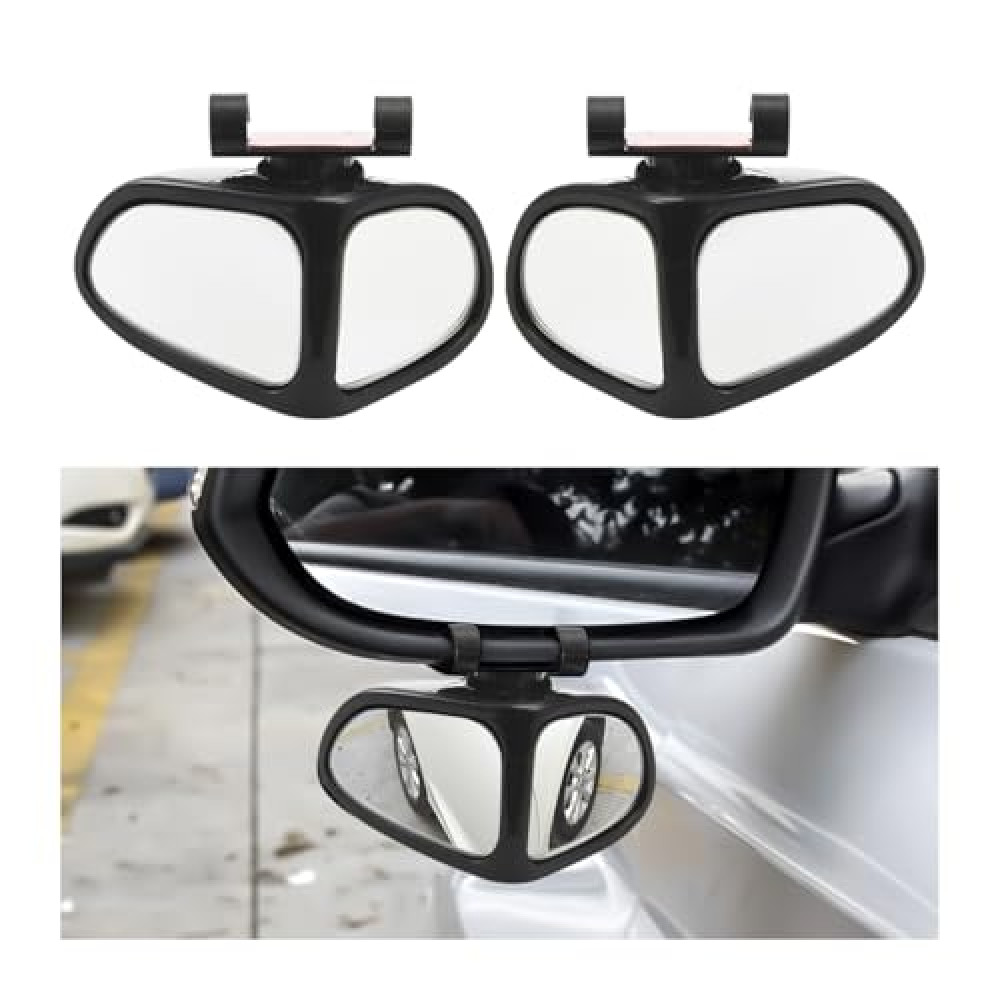KHGUZ Car Blind Spot Mirror, 2PCS Adjustable HD Glass Vehicle Blindspot Convex with Wide Angle, Auxiliary Automotive Interior Rear View Specular Accessories, Universal for SUV, Sedan, Truck (Black)