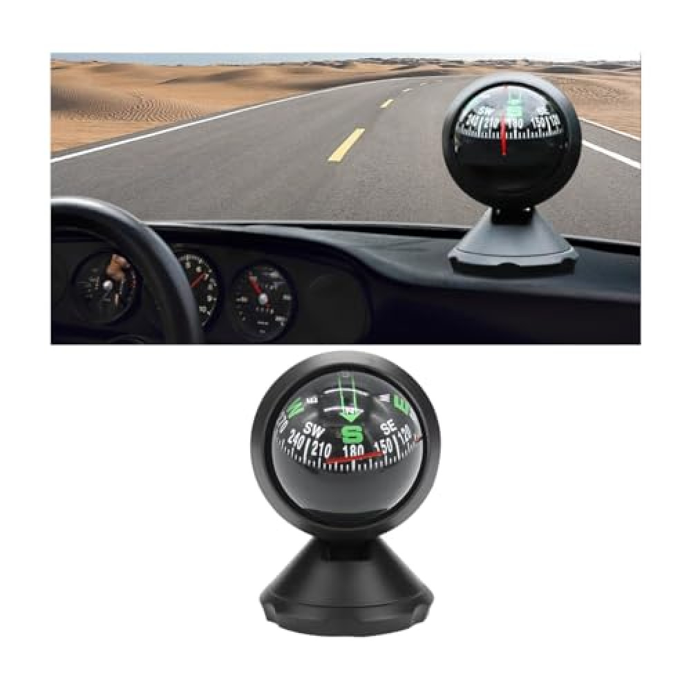 KHGUZ Car Compass Ball, Adjustable Automotive Dash Mount Compass Ball with Bottom Stick, Vehicle Interior Dashboard Navigating Direction Accessories, Universal for RV, SUV, Truck