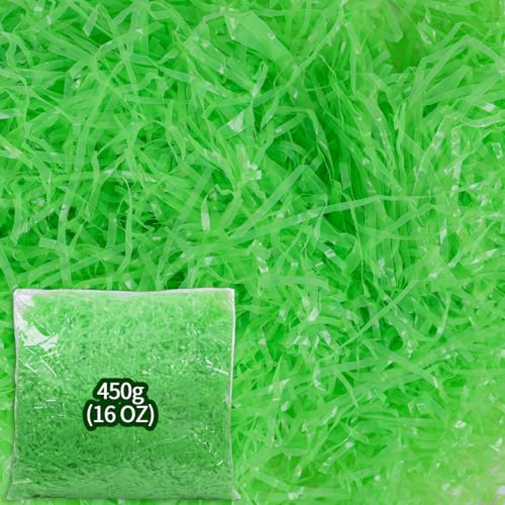 Kiddokids 16 oz Green Easter Basket Grass – Plastic Fake Grass Shred Raffia for Egg Stuffer, Party Supplies & Gift Wrapping Decor