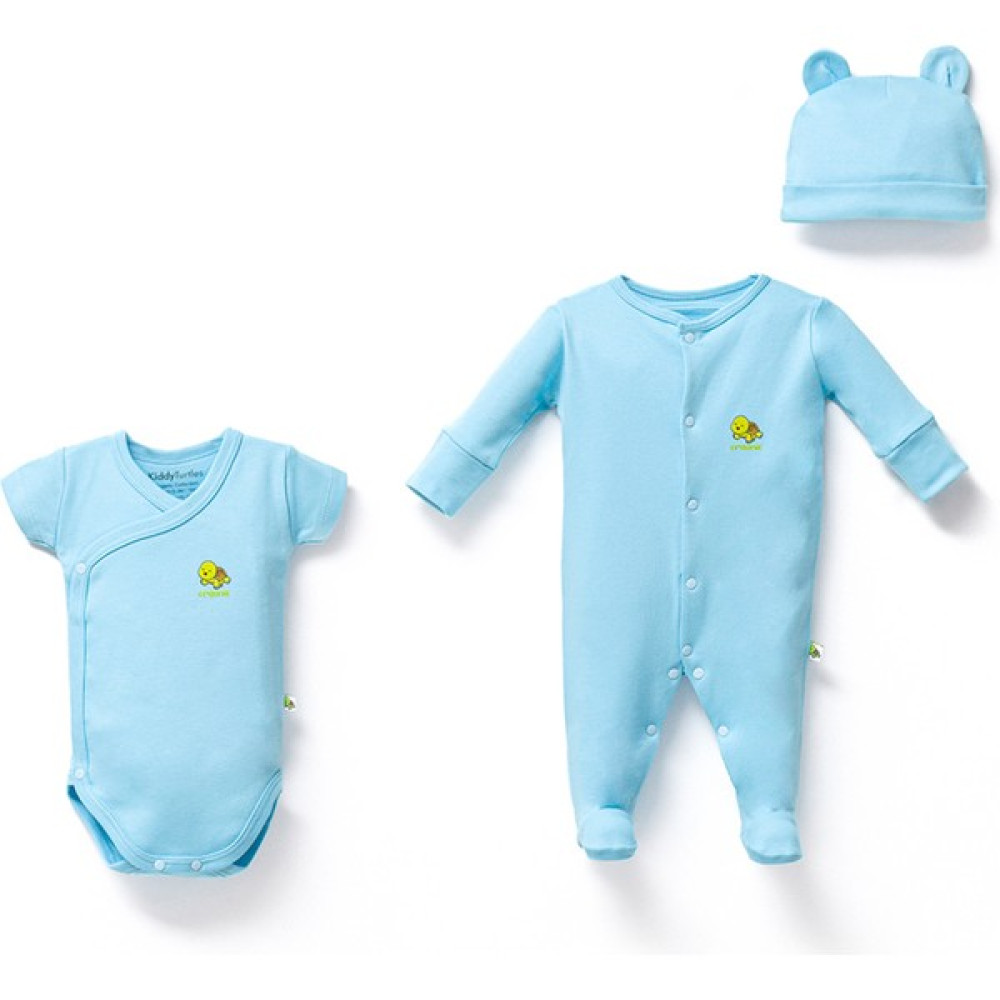 Kiddy Turtles %100 Organik Pamuk 3'lü Hastane Çıkış Seti Bebek Hastane Çıkışı Fiyatı