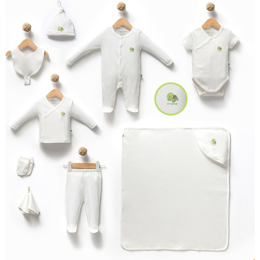 Kiddy Turtles KiddyTurtles %100 Organik Pamuk Yenidoğan 0-3 Ay 9 Parça Kız Erkek Bebek Hastane Çıkış Seti Bebek Hastane Çıkışı Fiyatı