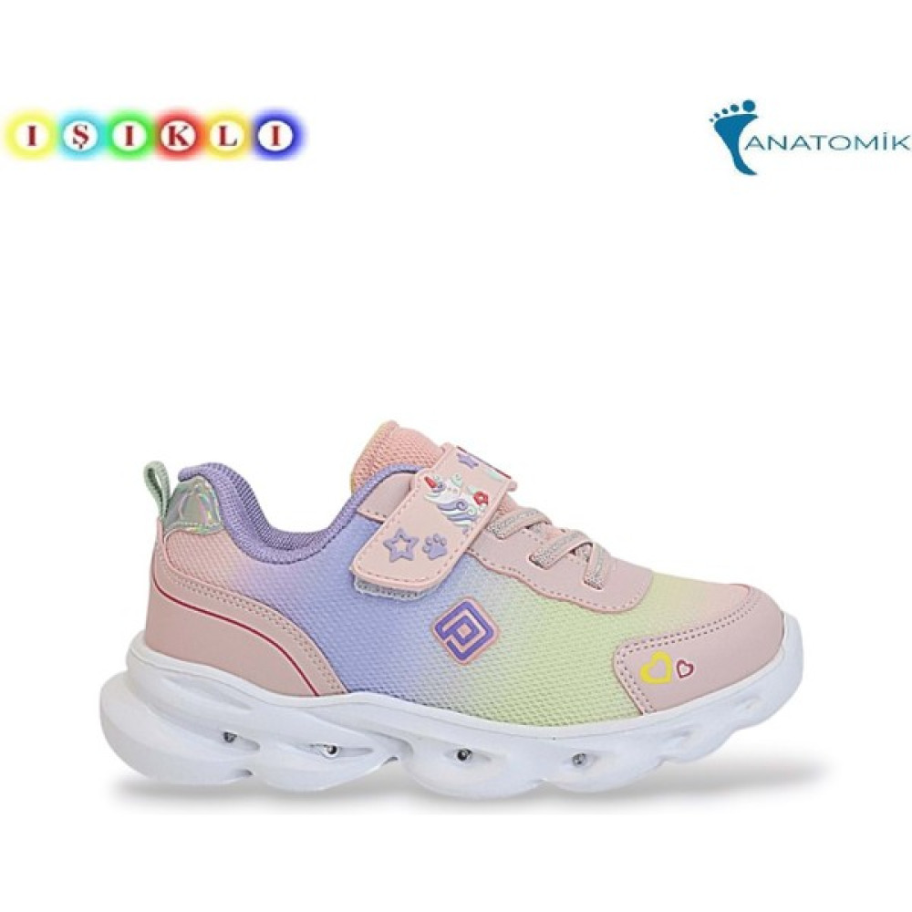 Kidessa 1809 Anatomik Tabanlı Işıklı Kız Çocuk Günlük Spor Ayakkabı - NKT01809-PUDRA-27 Kız Çocuk Günlük Ayakkabısı Fiyatı