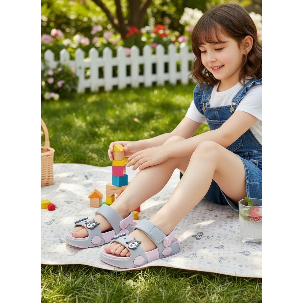 Kidessa 2247-AKINAL Unisex Figürlü Ultra Yumuşak Esnek Kaymaz Tabanlı Çocuk Sandalet Terlik - NKT02247-GRI-PEMBE-32 Ayakkabılar ve Çantalar Fiyatı