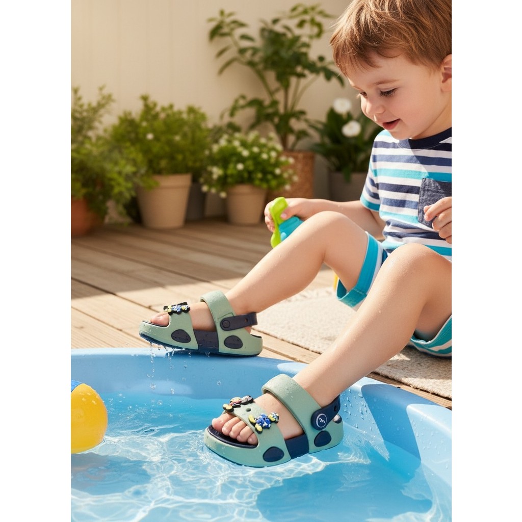 Kidessa 2247-AKINAL Unisex Figürlü Ultra Yumuşak Esnek Kaymaz Tabanlı Çocuk Sandalet Terlik - NKT02247-LACIVERT-YEŞIL-28 Ayakkabılar ve Çantalar Fiyatı