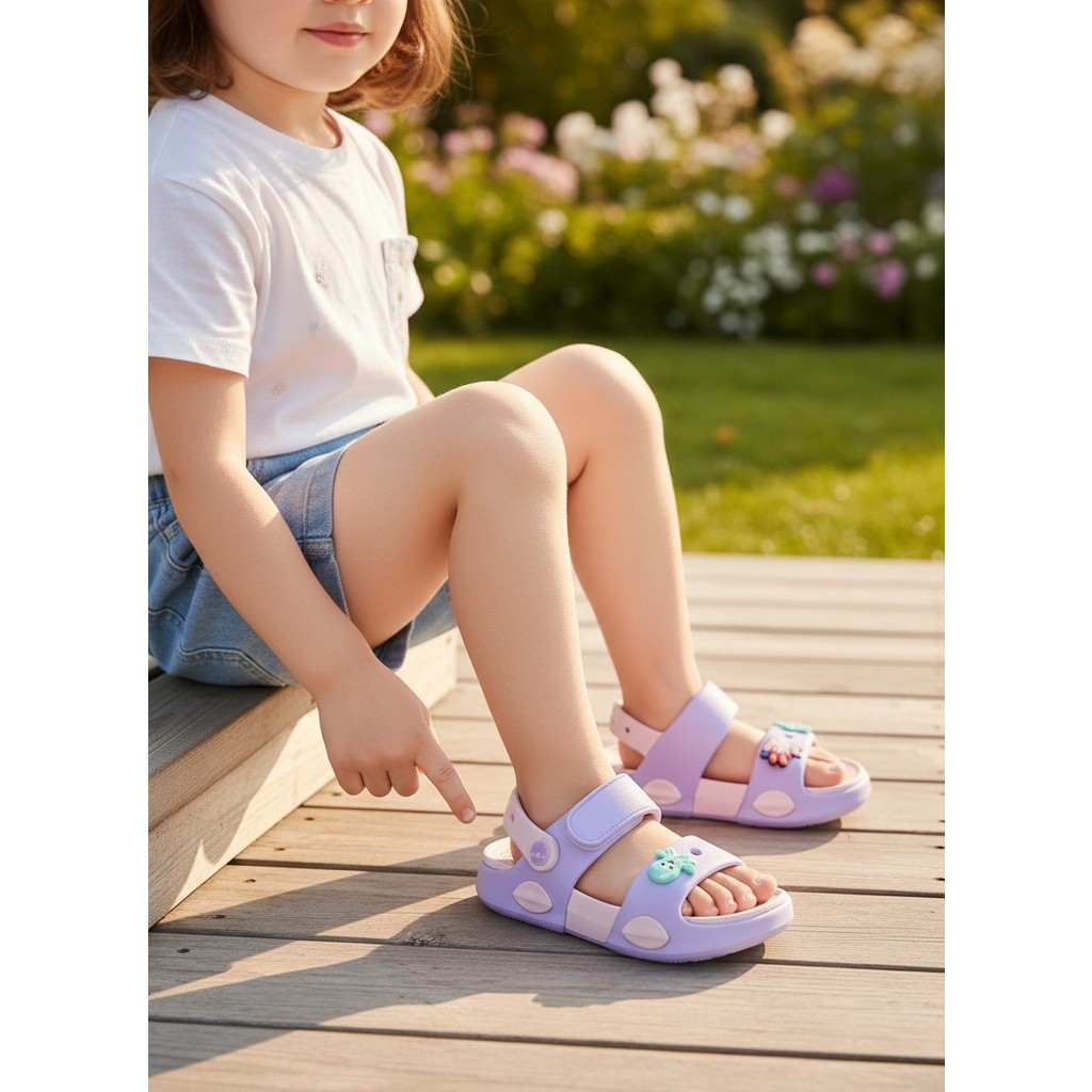Kidessa 2247-AKINAL Unisex Figürlü Ultra Yumuşak Esnek Kaymaz Tabanlı Çocuk Sandalet Terlik - NKT02247-LILA-33 Ayakkabılar ve Çantalar Fiyatı