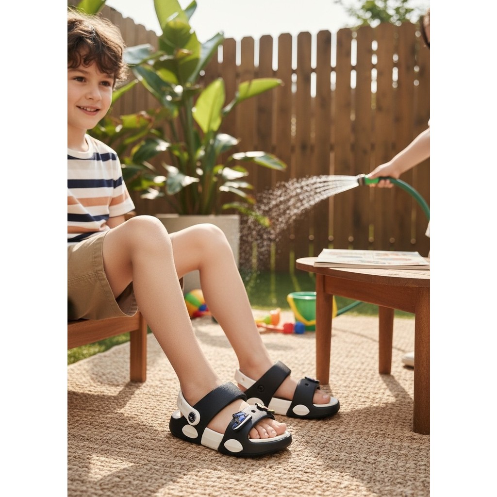 Kidessa 2247-AKINAL Unisex Figürlü Ultra Yumuşak Esnek Kaymaz Tabanlı Çocuk Sandalet Terlik - NKT02247-SIYAH-BEYAZ-29 Ayakkabılar ve Çantalar Fiyatı