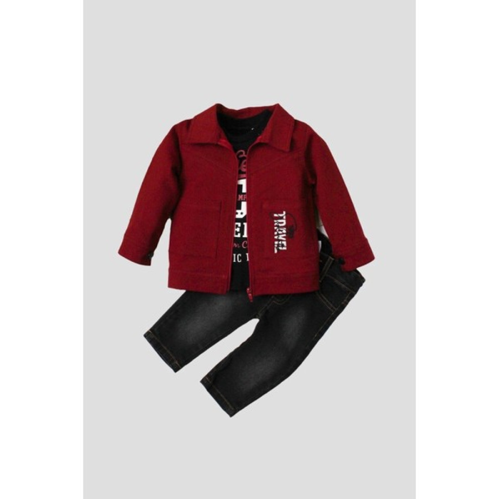 Kidex's Erkek Bebek Spor Ceket Kot Pantolon Sweatshirt 3'lü Takım Pamuklu Bebek Giysi Takım Fiyatı