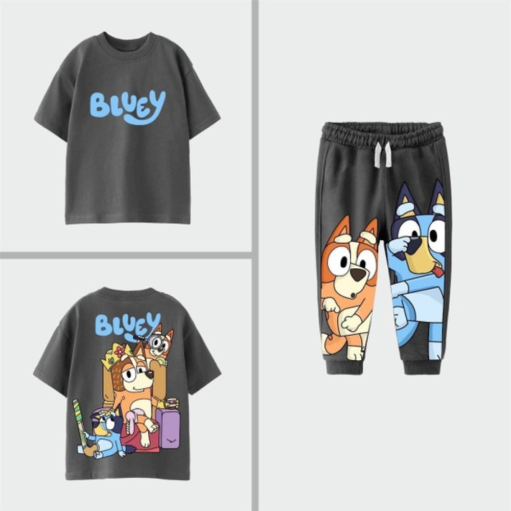Kidmark Çocuk Modası Erkek Çocuk Bluey Baskılı Bisiklet Yaka Mevsimlik Takım Erkek Çocuk Giyim Takımı Fiyatı