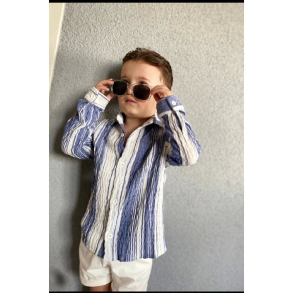 Kidmark Çocuk Modası Erkek Çocuk Mavi Keten Gömlek Erkek Çocuk Gömlek Fiyatı