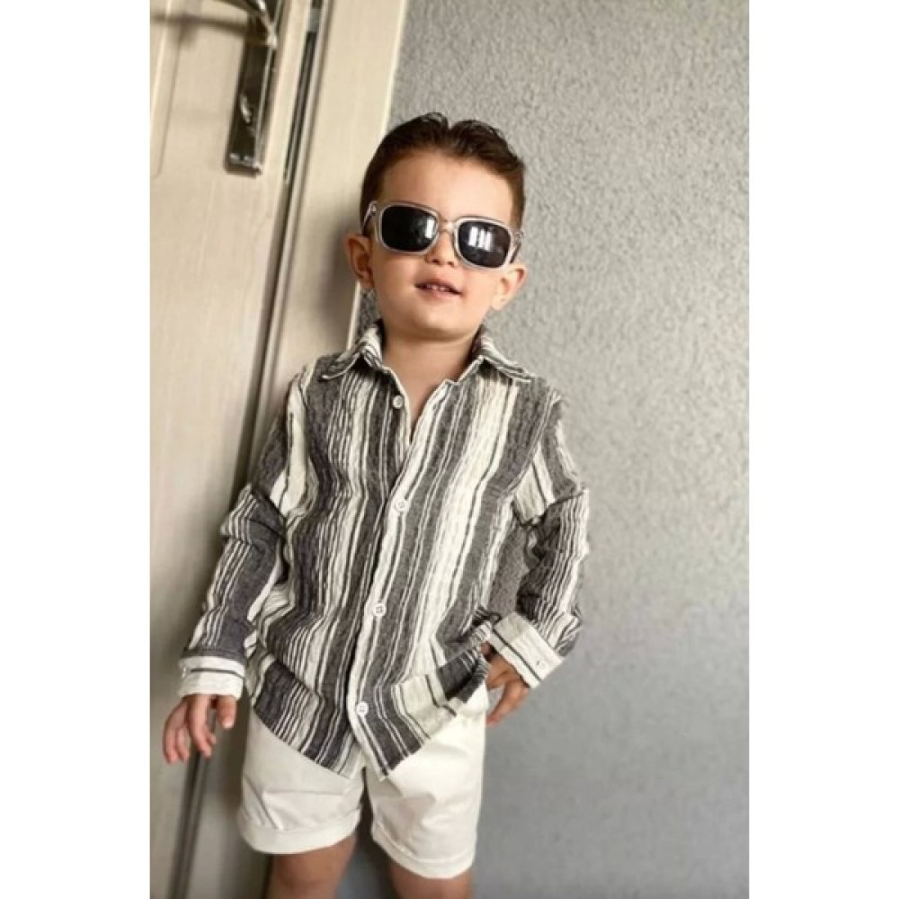 Kidmark Çocuk Modası Erkek Çocuk Siyah Keten Gömlek Erkek Çocuk Gömlek Fiyatı