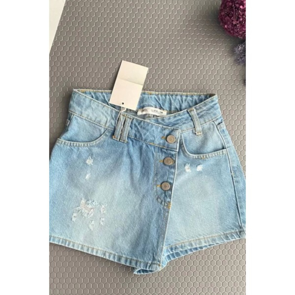 Kidmark Çocuk Modası Kız Çocuk Düğme Detaylı Kot Şort Etek Etek Fiyatı