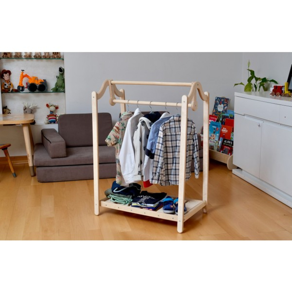 Kidoppo Montessori Çocuk Dolabı | Askı Dolap | açık Elbise Dolabı Gardrop | Ahşap Askılık Gardrop & Dolap Fiyatı