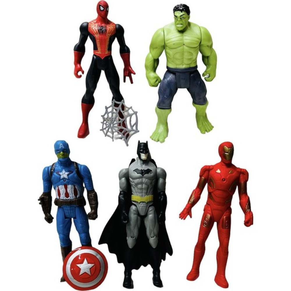Kids Avengers Işıklı Örümcek Adam Hulk Kaptan Amerika Batman Iron Man 5'li Oyun Seti - Süper Kahramanlar Oyuncak Fiyatı