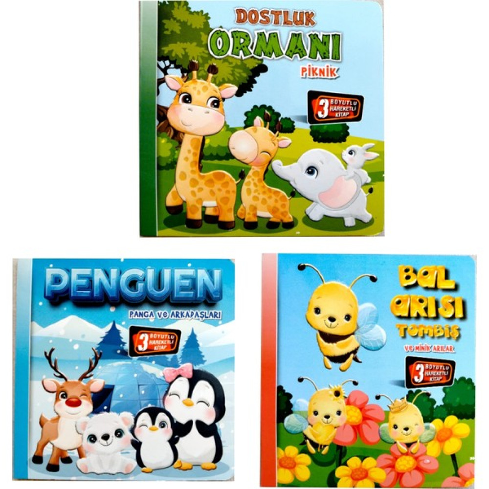 Kids Babies 3 Boyutlu Hareketli Kitaplar 3 Lü Set Pop-Up Kitaplar Diğer Fiyatı