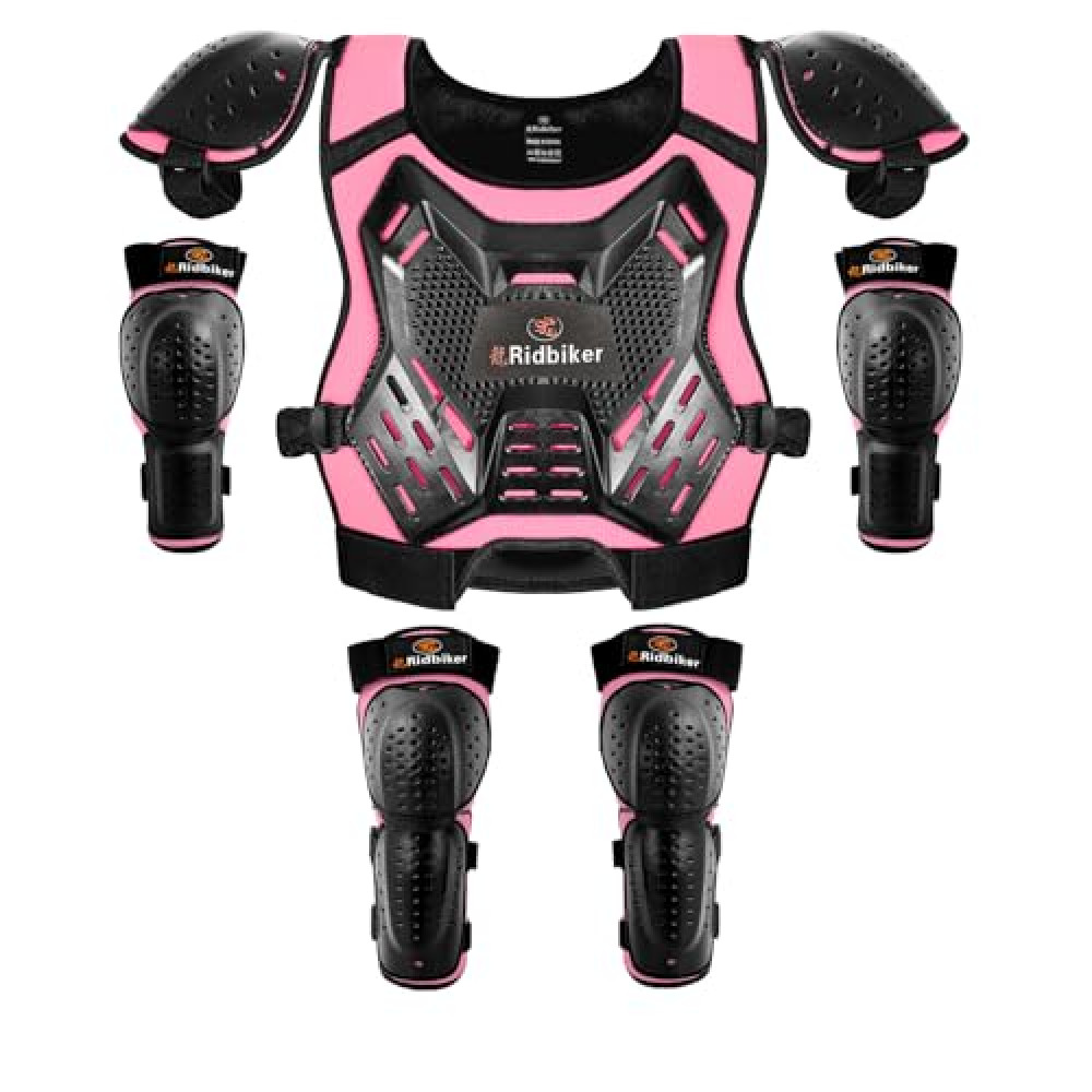 Kids Dirt Bike Gear Armor Vest Suit, Motorcycle Chest Protector with Knee Elbow Pads, Youth Riding Protective Gear for Motocross Cycling Skating Ski Off-Road