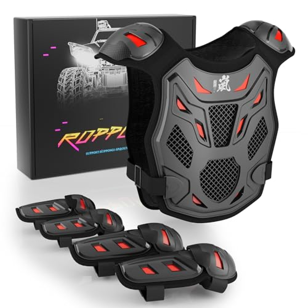 Kids Dirt Bike Gear - ROPPONGI Ran Series Thicken and Breathable Motocross Armor Suit for Boys and Girls, Youth Cycling Chest Protector for Mountain Biking and Motocross Riding.RED