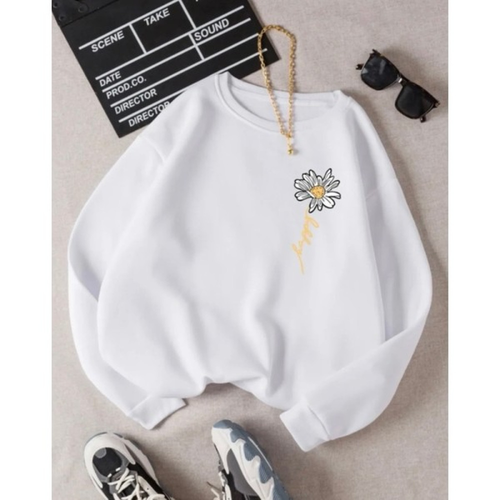 Kids Face Özel Tasarım Papatya Baskılı 3 Iplik Şardonlu %100 Pamuk Kız Çocuk Sweatshırt Kız Çocuk Sweatshirt Fiyatı