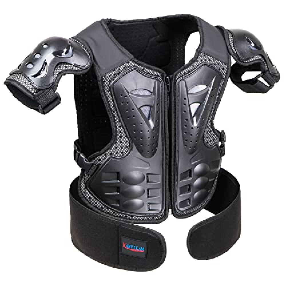 Kids Motocross Vest-Dirt Bike Gear for Cycling Skateboard ATV, Body Back Chest Shoulders Protection,Children Motorcycle Protector for Skating, Skiing (Black)