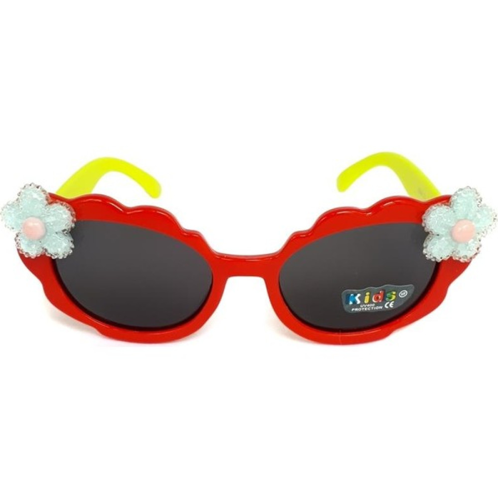 Kids Siyah Lens ve Kırmızı Sarı Çerçeveli UV400 Çocuk Güneş Gözlüğü CHCG097 Çocuk Güneş Gözlükleri Fiyatı