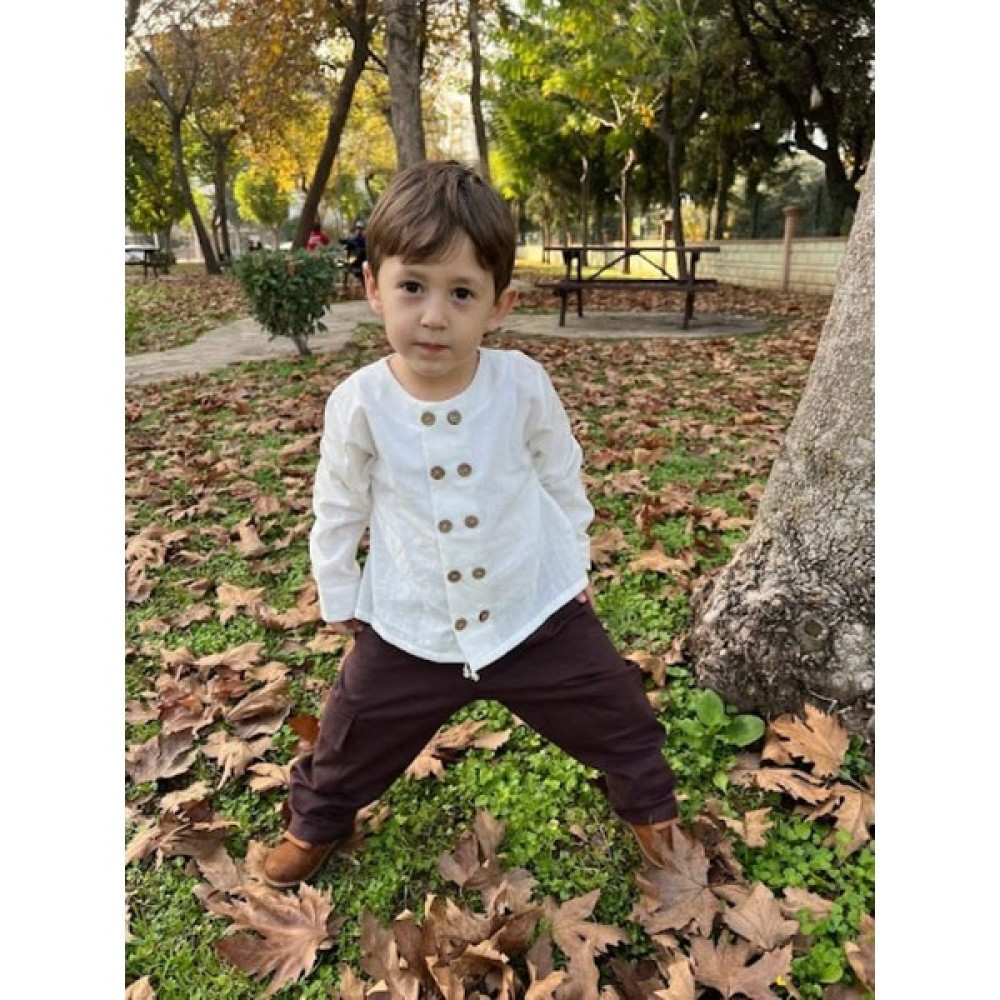 Kidsabu Oversize Ikili Kombin - Woody Mu Çocuk Alt Üst Takım Keten Pantolon Pamuk Gömlek Unisex Erkek Bebek Kız Çocuk Giyim Takımı Fiyatı